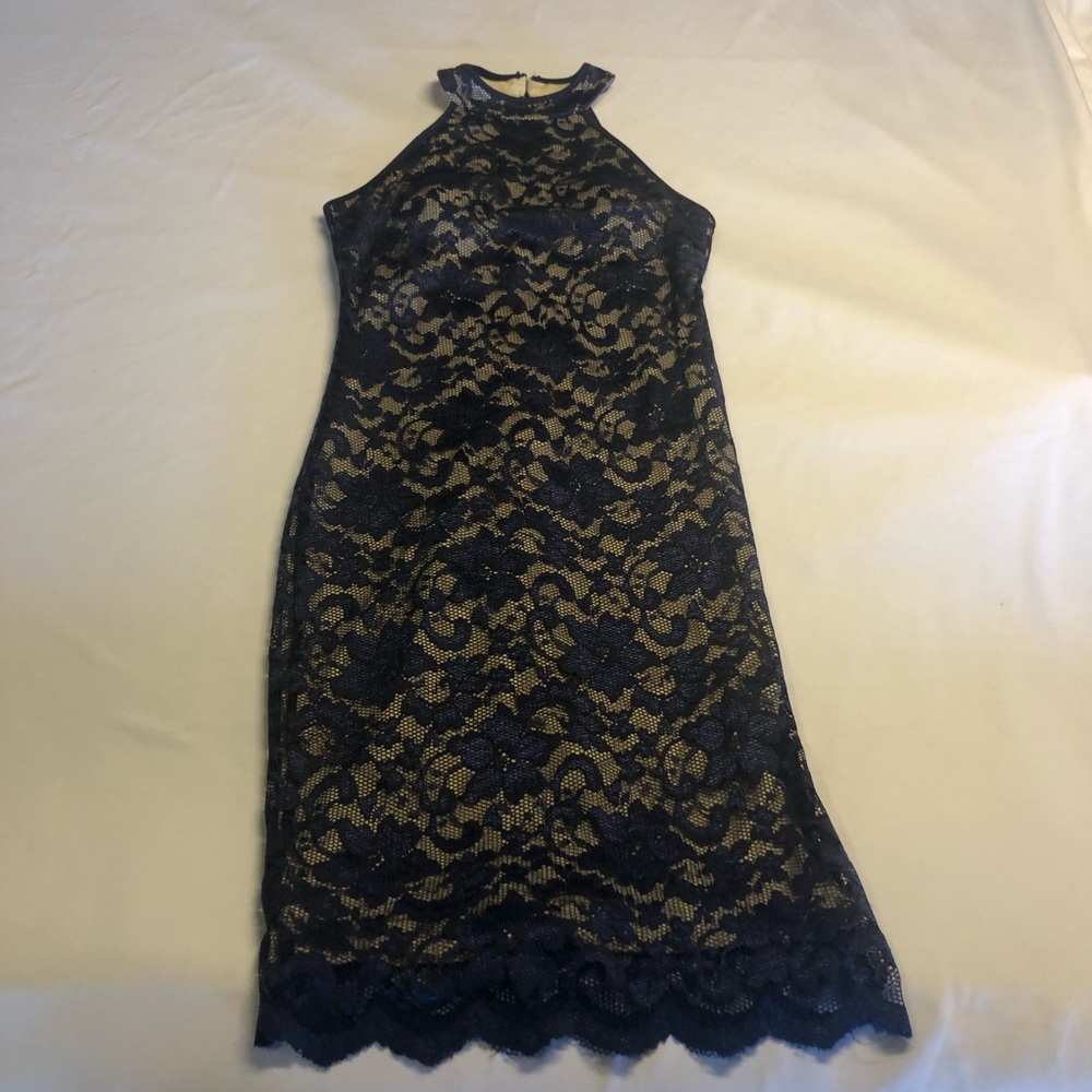 NWOT navy lace dress w/ cup inserts